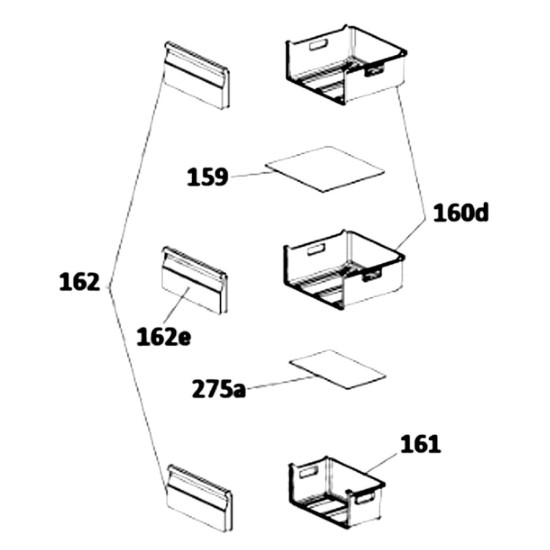 Pièce frontal panier moyen (repère 162e) 49099458