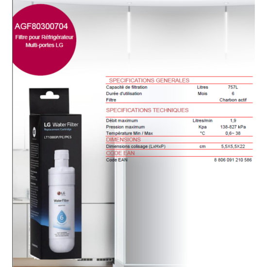 Filtre à eau AGF80300704
