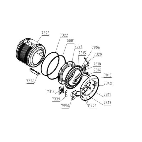Couvercle cuve wm-75/85.c la070 assy  (repère 7311) 803393