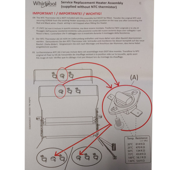 Résistance 2050W avec thermostat C00277073