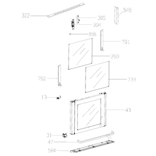 Vitre intérieure de porte partie gauche (repère 290) 490920197