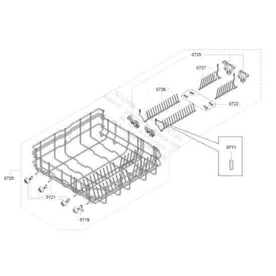 Panier inférieur repère 0720 d'origine 20002434, 00680381