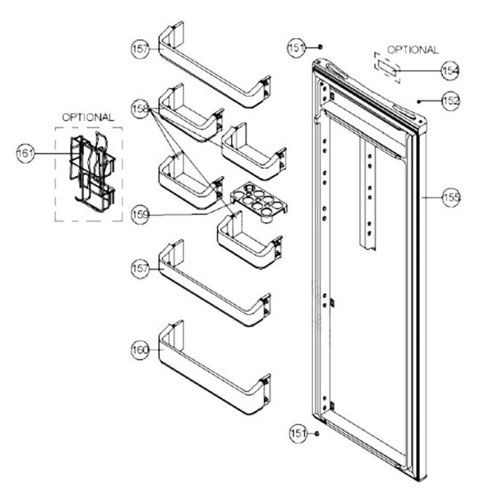 Porte réfrigérateur blanc (repère 155) 20600422