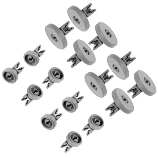 Lot de 16 roulettes (8 paniers supèrieur et 8 panier supérieur d'origine 50286967000, 50286965004