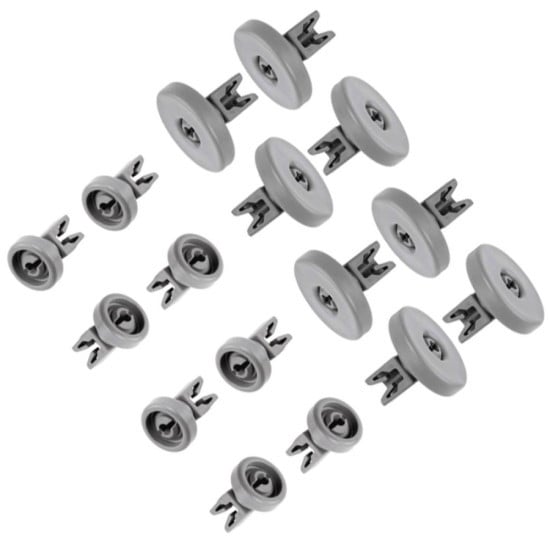 Lot de 16 roulettes (8 paniers supèrieur et 8 panier supérieur d'origine 50286967000, 50286965004