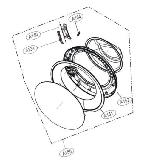 Hublot complet (repère A150) ADC74745511