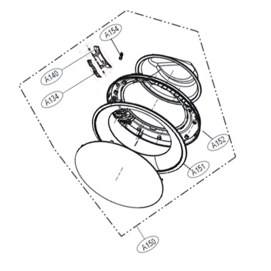 Hublot complet (repère n°A150) ADC74745513