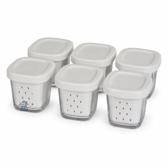 SEB - Coffret 6 pots en verre avec couvercles pour yaourtière - XF100101 / XF100501