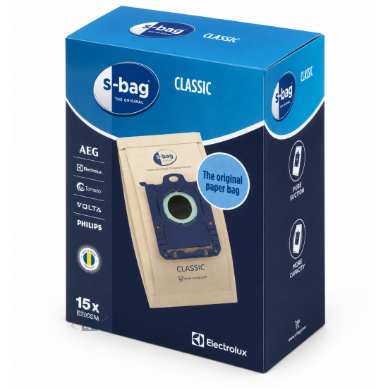 Boîte de 15 sacs aspirateur S-BAG E200M Classic - Arthur Martin Electrolux AEG Zanussi (9001688002)