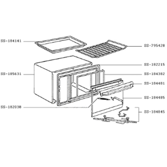 Vitre + poignée + support (repère SS-184485) SS-184485