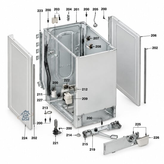 Capot bloc secteur pour lave linge Fagor (repère 209) 55X6587