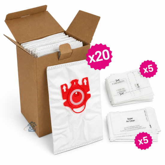 Boite de 5 sacs à poussière synthétiques FJM (+ filtre moteur) compatible 9917710