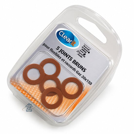 Joints bruns flexibles (x5) et raccords gaz 20X150