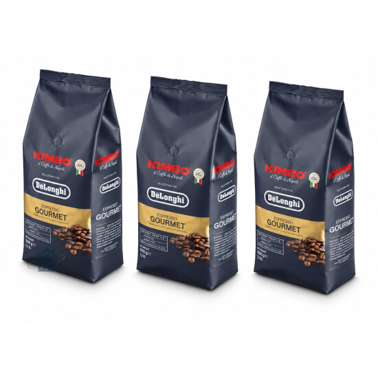 Lot de 3 paquets de café en grains KIMBO variété Gourmet 1kg