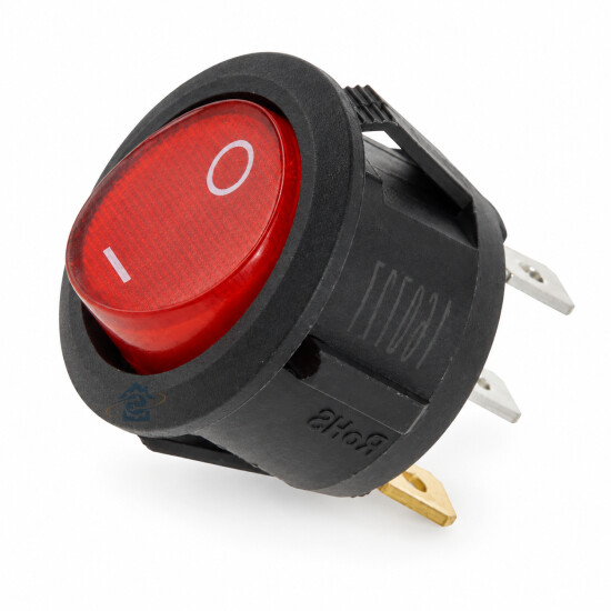 Interrupteur lumineux rouge 3 cosses diam 20mm 6A