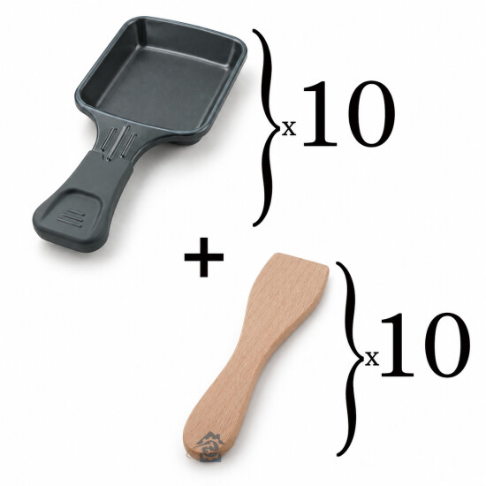 Tefal - Lot de 10 coupelles et 10 spatules en bois pour raclette - AS306002 / AS306003