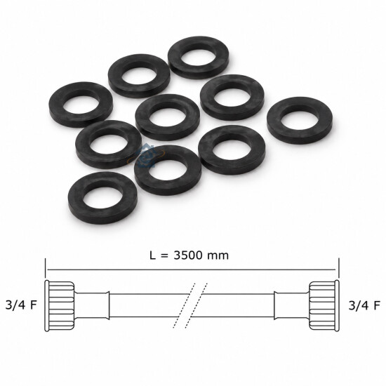 Tuyau d'arrivée d'eau universel raccords droits 3/4 F x 3/4 F – 3500 mm