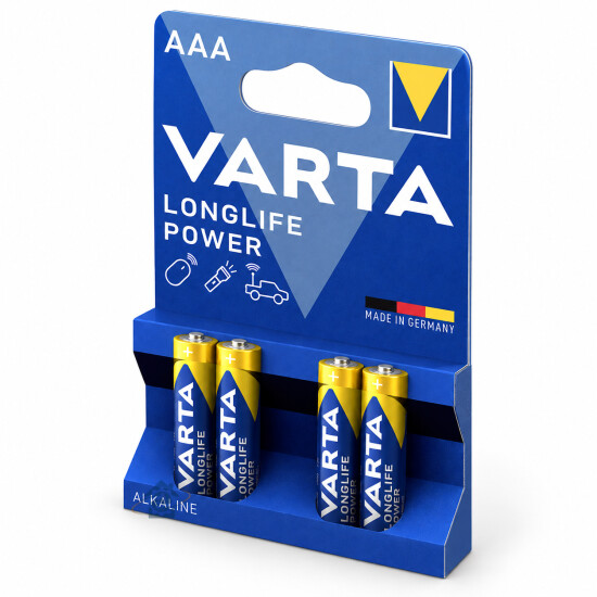 Lot de 4 piles alcalines AAA LR03 Varta