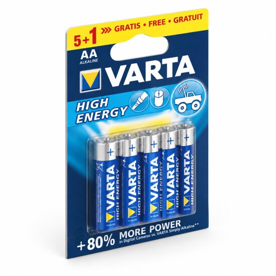Varta - Lot de 6 piles alcalines AA LR06 - 4906121496