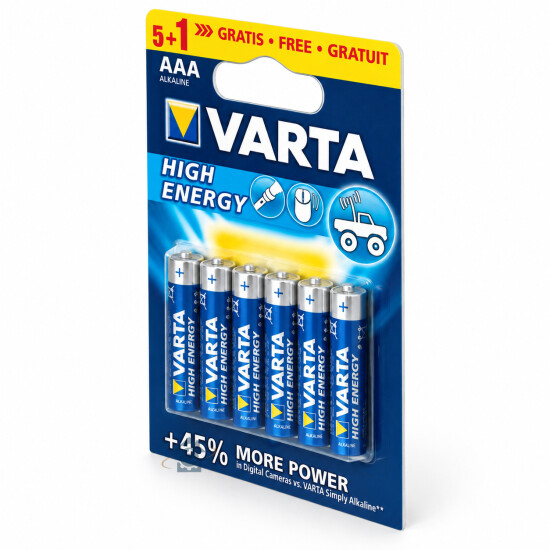 Varta - Lot de 6 piles alcalines AAA LR03 - 4903121496
