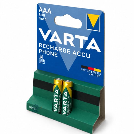 Varta - Lot de 2 piles rechargeables AAA NiMH 800 mAh - 58398101402