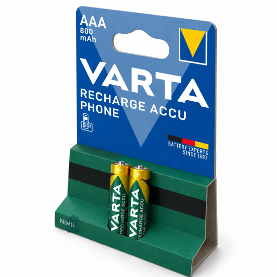 Varta - Lot de 2 piles rechargeables AAA NiMH 800 mAh - 58398101402