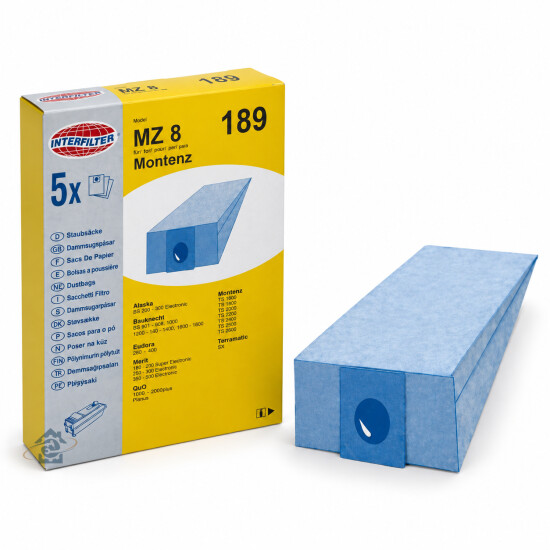 Sacs papier pour aspirateur Vetrella, Montenz, SHG, Boreal, Alaska, Merritt — Réf. 09200010 (boîte de 5)
