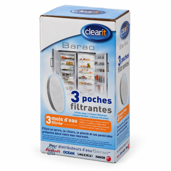 Pack de 3 filtres BARAO pour réfrigérateur / congélateur Brandt, Fagor, Ocean, Sangiorgio - 46X0824