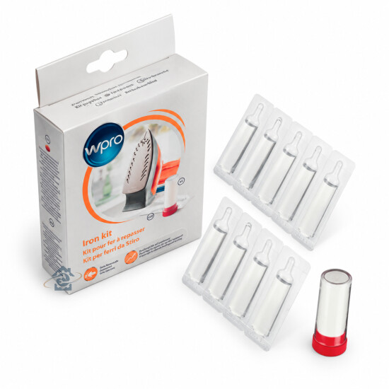 Kit entretien fer à vapeur WPRO - 10 doses anti-tartre + 1 stick détachant (484000008407)