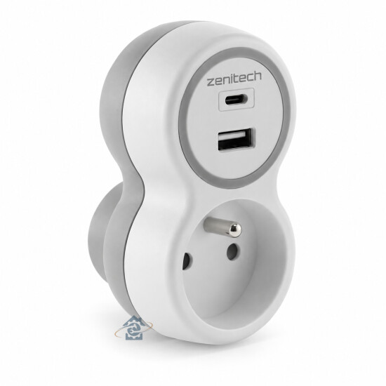 Prise 16A avec chargeur USB-A et USB-C Elexity – 190732