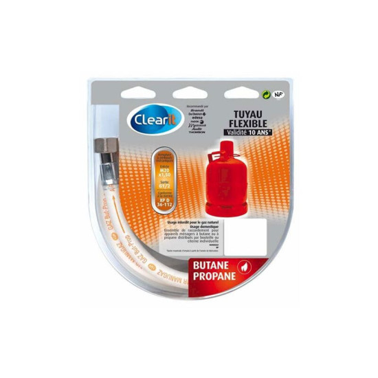 Tuyau gaz Butane/Propane avec embout vissable garantie 10 ans - Longueur 2 mètres 75S2706